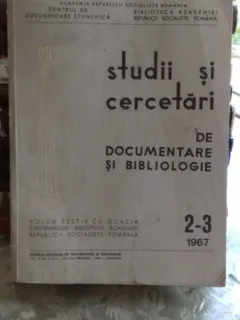 STUDII SI CERCETARI DE DOCUMENTARE SI BIBLIOLOGIE