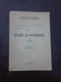 Studii si materiale vol III-IV extras, 1918 miscarile revolutionare ale taranimii din bandulde campie - Vasile Pop  (cu dedicatia autorului)