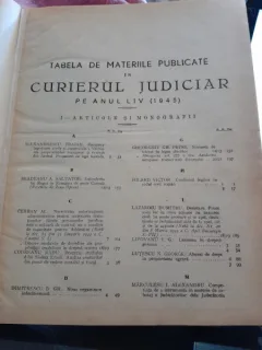 Tabela de Materiile Publicate in Curierul Judiciar pe anul LIV (1945)