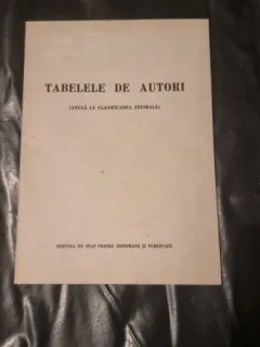 Tabelele de Autori - Anexa la Clasificarea Zecimala