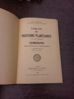 Tables des positions planetaires avec notions sommaires de cosmographie - Paul Choisnard  (carte in limba franceza)
