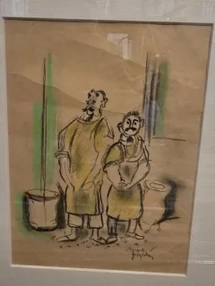 Tablou  Aurel Jiquidi - Negustori (pastel)