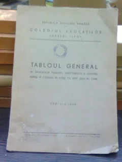 Tabloul general al avocatilor pledanti, jurisconsulti si stagiari, admisi in colegiu