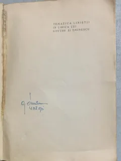 Tematica linistii in lirica lui Goethe si Eminescu - Mircea Alexandru Brucar - din biblioteca lui Geo Dumitrescu