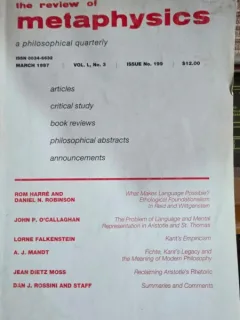 The review of Metaphysics Vol. I, Nr. 3 Martie 1997