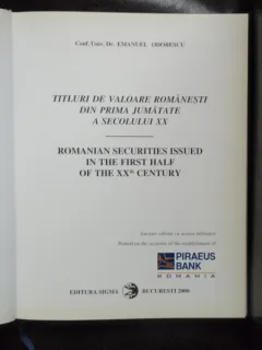 TITLURI DE VALOARE ROMANESTI DIN PRIMA JUMATATE A SECOLULUI XX