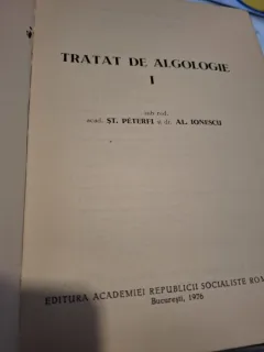 Tratat de algologie volumul 1 - St. Peterfi si Al. Ionescu