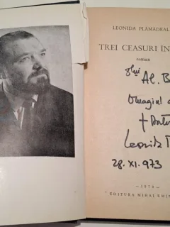 Trei ceasuri in iad - Leonida Plamadeala  cu dedicatia autorului