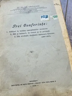 Trei conferinte - Fl.Em. Sarateanu  cu dedicatia autorului