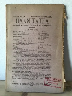 Umanitatea Anul 1, Nr. 3-4, August-Septembrie 1920
