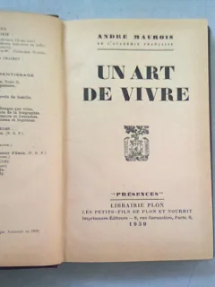 UN ART DE VIVRE - ANDRE MAUROIS
