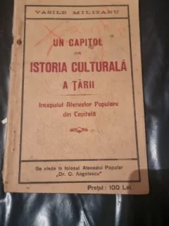 Un capitol din istoria culturala a tarii , Vasile Militaru