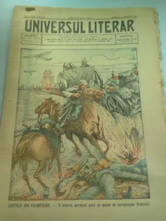 UNIVERSUL LITERAR NR.40/4 OCTOMBRIE 1915  (LUPTELE DIN CHAMPAGNE. O BATERIE GERMANA PUSA PE GOANA DE AEROPLANELE FRANCEZE)