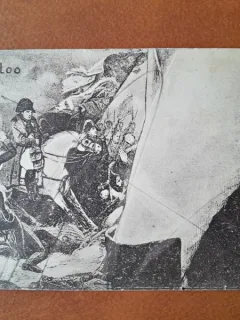Napoleon Bonaparte pe campul de lupta, gravura tip carte postala