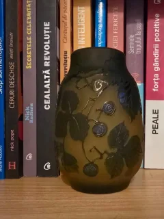 Vas sticla tip Galle, decor vegetal
