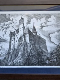 Vasile Diviza - Castelul Bran (gravura)