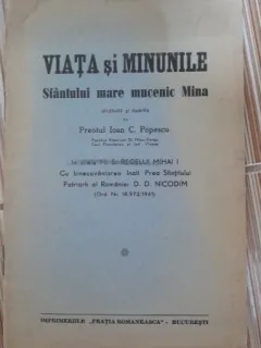 Viata si minunile Sfantului Mare Mucenic Mina - Ioan C. Popescu