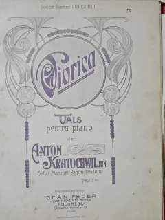 Viorica, vals pentru pian - Anton Kratochwil Jun., seful muzicii Regim 1 Geniu   partitura