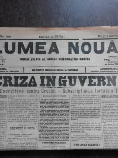 Ziarul Lumea Noua, ziar socialist,organ al P.S.D.-M.R.,Anul III, 796 marti 4 martie 1897