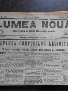 Ziarul Lumea Noua, ziar socialist,organ al P.S.D.-M.R.,Anul III, 799 vineri 7 martie 1897