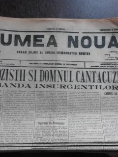 Ziarul Lumea Noua, ziar socialist,organ al P.S.D.-M.R.,Anul III, 820 miercuri 2 aprilie 1897