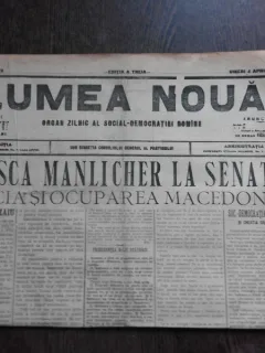 Ziarul Lumea Noua, ziar socialist,organ al P.S.D.-M.R.,Anul III, 822 vineri 4 aprilie 1897