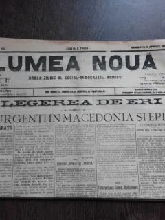 Ziarul Lumea Noua, ziar socialist,organ al P.S.D.-M.R.,Anul III, 823 sambata 5 aprilie 1897