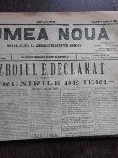 Ziarul Lumea Noua, ziar socialist,organ al P.S.D.-M.R.,Anul III, 825 marti 8 aprilie 1897
