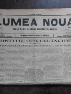 Ziarul Lumea Noua, ziar socialist,organ al P.S.D.-M.R.,Anul III, 849 vineri 9 mai 1897