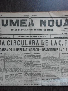 Ziarul Lumea Noua, ziar socialist,organ al P.S.D.-M.R.,Anul III,742 duminica 5 Ianuarie 1897