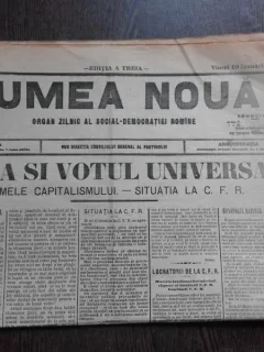 Ziarul Lumea Noua, ziar socialist,organ al P.S.D.-M.R.,Anul III,745 vineri 10 Ianuarie 1897