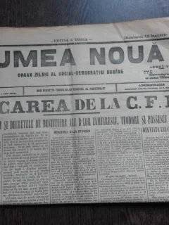 Ziarul Lumea Noua, ziar socialist,organ al P.S.D.-M.R.,Anul III,747 duminica 12 Ianuarie 1897