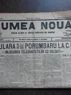 Ziarul Lumea Noua, ziar socialist,organ al P.S.D.-M.R.,Anul III,750 miercuri 15 Ianuarie 1897