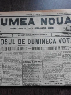 Ziarul Lumea Noua, ziar socialist,organ al P.S.D.-M.R.,Anul III,764 miercuri 20 Ianuarie 1897