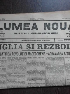 Ziarul Lumea Noua, ziar socialist,organ al P.S.D.-M.R.,Anul III,772 vineri 7 februaie 1897