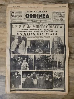 Ziarul Ordinea 8 Martie 1939, Miron Cristea