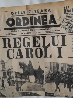 Ziarul Ordinea nr.2125/10 mai 1939  dezvelirea statuii Regelui Carol I