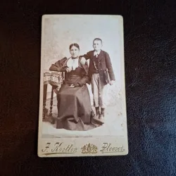 Fotografie tip CDV Mama impreuna cu Fiul , Bucuresti - Joseph Kestler