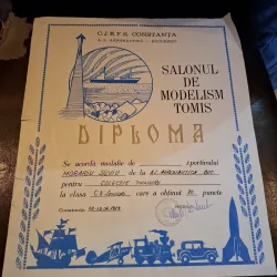 Diploma Salonul de Modelism Tomis (completata) - Medalie de Argint , Colectie Tunuri ,1989