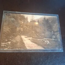 Carte postala alb negru , Slanic Moldova , vedere spre izvorul nr.1  - circulata
