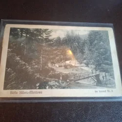 Carte postala alb negru , Băile Slănic-Moldova , la izvorul nr.3 - Circulata