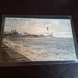 Carte postala alb negru , Salutari din portul Constanta - circulata