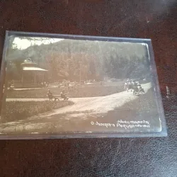 Carte postala alb negru , Slanic Moldova , vederea a parcului  - Foto Weiss