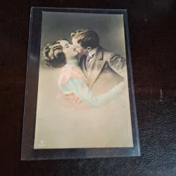 Carte postala ilustrata , tematica romantica , cuplu - circulata