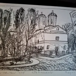 Gravura -  strazi din Bucuresti - epreuve lito/test lito, semnatura olografa Dragos Morarescu