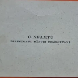 CARTE DE VIZITA C NEAMTU, DIRECTORUL BANCEI COMERTULUI, CRAIOVA
