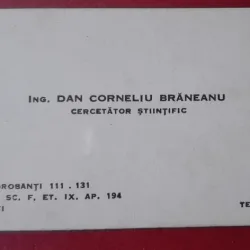 Carte de vizita, Dan Corneliu Braneanu, cercetator stiintific, 1930-2017
