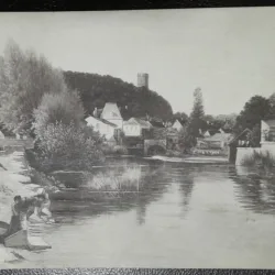 Carte postala, Bords de la Brenne a Montbard, Franta, perioada 1913