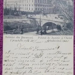 Carte Postala, Bucuresti, Palatul de Justitie si Cheiul Dambovitei, 1901