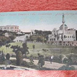 Carte postala, Constantinopole, palatul si moscheeaHamidie a Yldis, inceput de secol XX